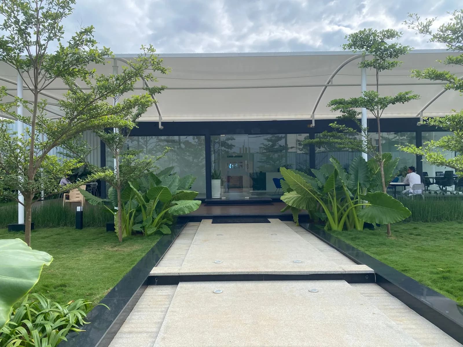Saman prefab container office unit installed at industrial site