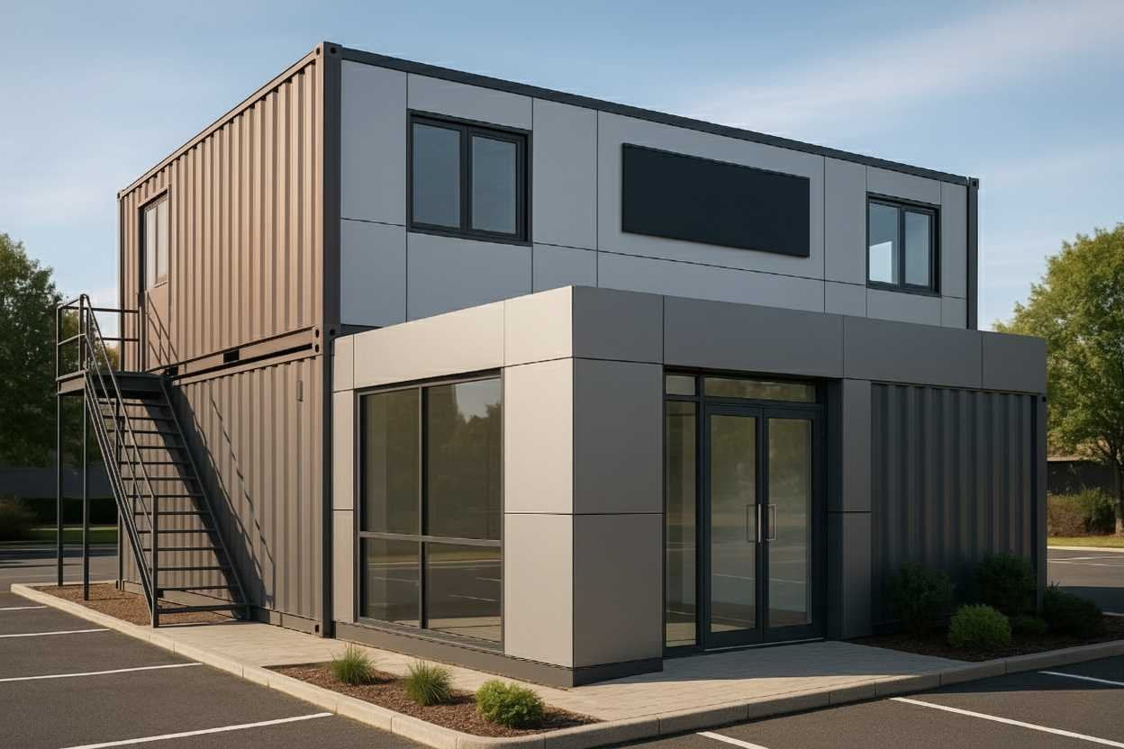 Container Office Design - Eco-friendly container office with solar panels