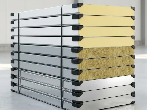 Insulated sandwich panels manufactured at a SAMAN Portable factory