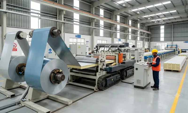 Insulated sandwich panels manufactured at a SAMAN Portable factory