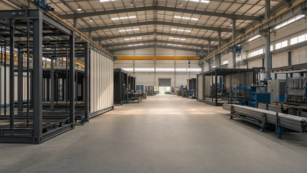 Cabin fabrication line at a SAMAN Portable manufacturing facility