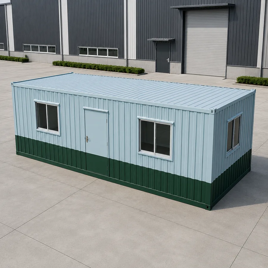 Elevated exterior view of a 20x10 ft SAMAN container office for site and commercial use