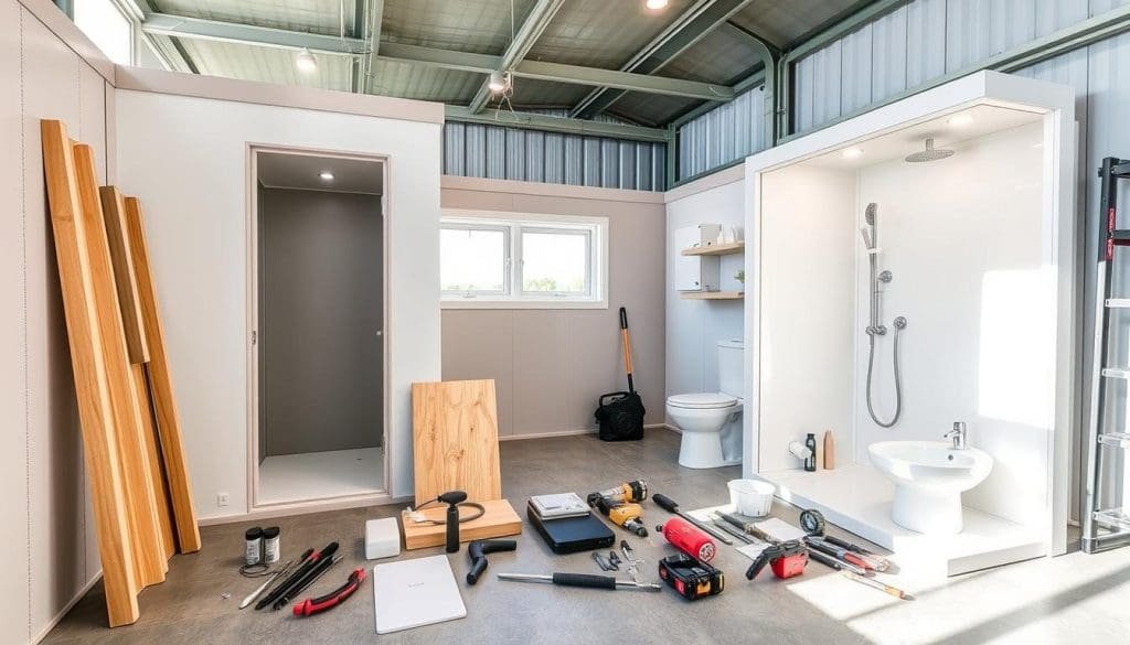 bathroom cabin installation